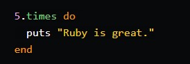 Captura de tela de um trecho de código no terminal, com a frase 'Ruby is great' (Ruby é demais) em destaque.