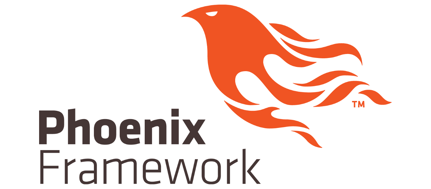 Logo do framework Phoenix, que é uma fênix estilizada na cor laranja.