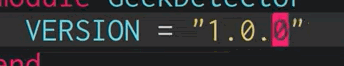 Trecho de código no terminal indicando a versão, e o cursor vai até o número 1 e o troca para 2.