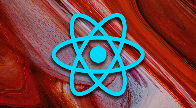 Logo de React - uma representação de fórmula molecular na cor azul.