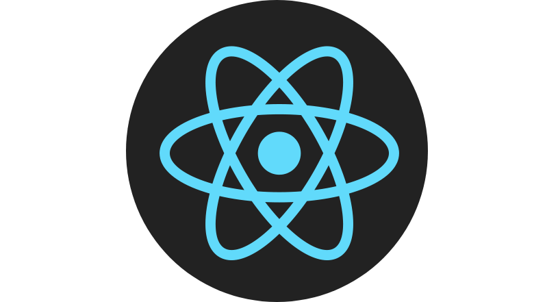 Logo de React, uma representação de átomo azul.