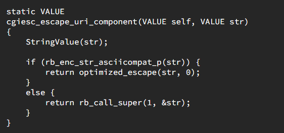 Trecho de código com a aplicação dos URI components.
